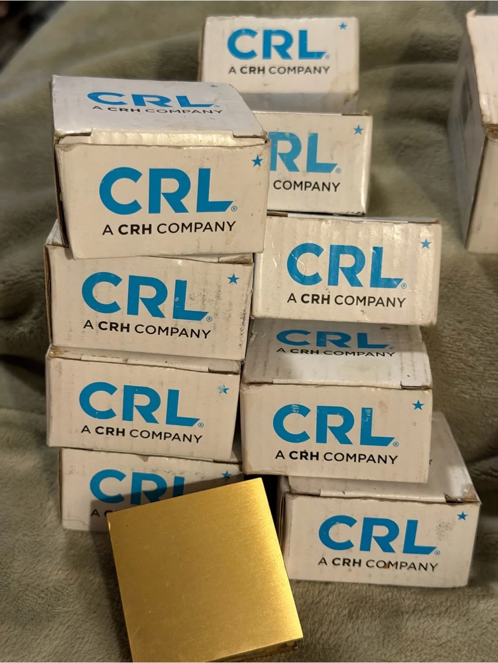 CRL Satin Brass Square Style Hole-in-Glass Fixed Panel U-Clamps